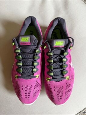 Nike Women's Running Shoes in Pink with Gray and Neon Green Accents size 8.5